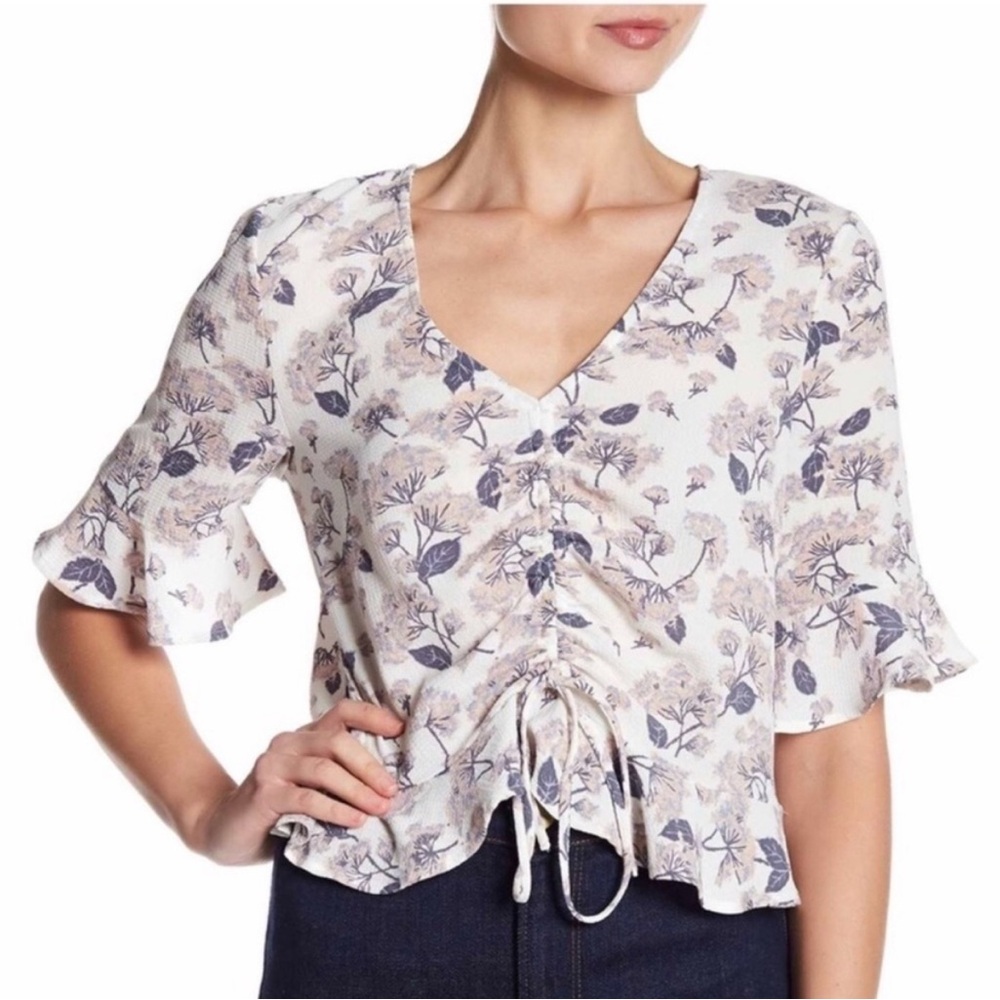 Nordstrom Floral Ruffle Sleeve Blouse